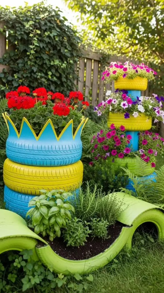 upcycled-tire-planters