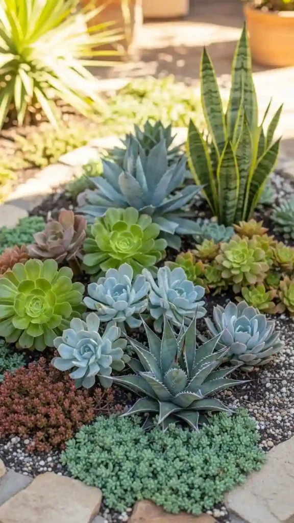 low-maintenance-succulent-garden-bed