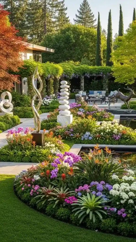 luxury-garden-with-sculptural-art-pieces