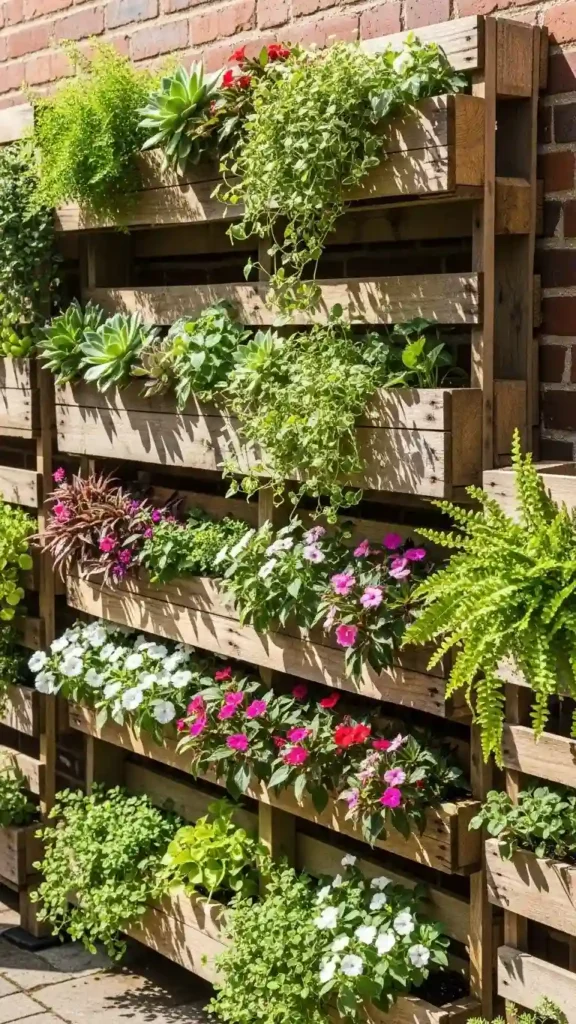 vertical-wall-planter-using-wooden-pallets
