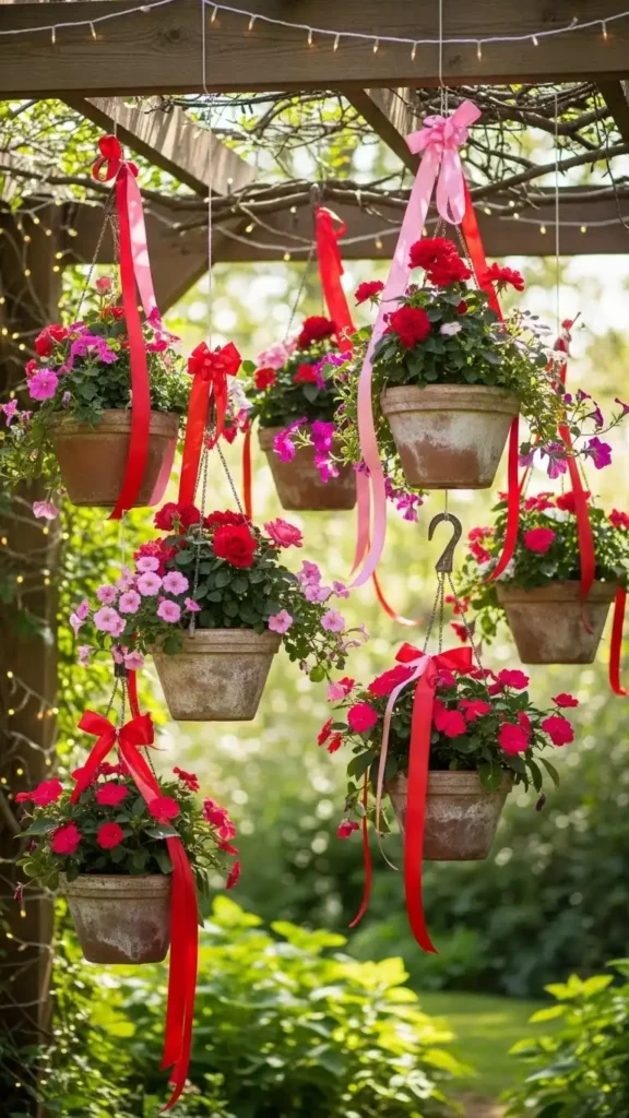 hanging-flower-pots-with-ribbons