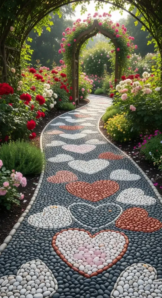 heart-shaped-pebble-mosaic