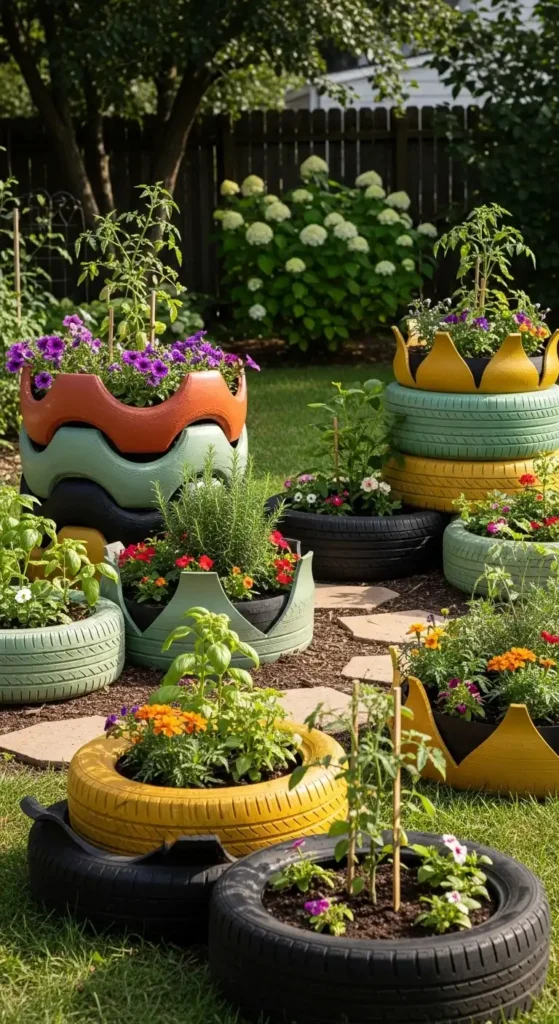recycled-tire-planters