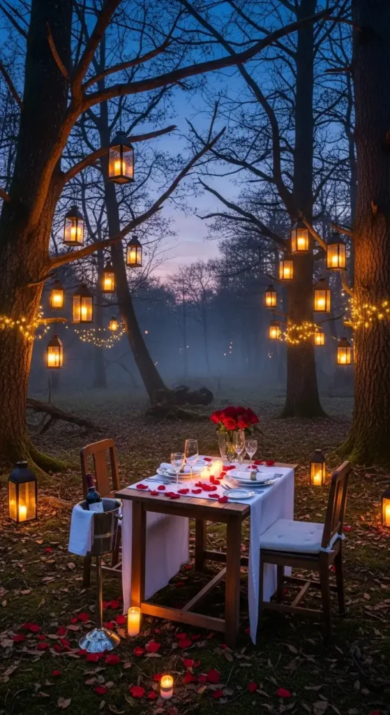 secluded-forest-dinner-with-lanterns