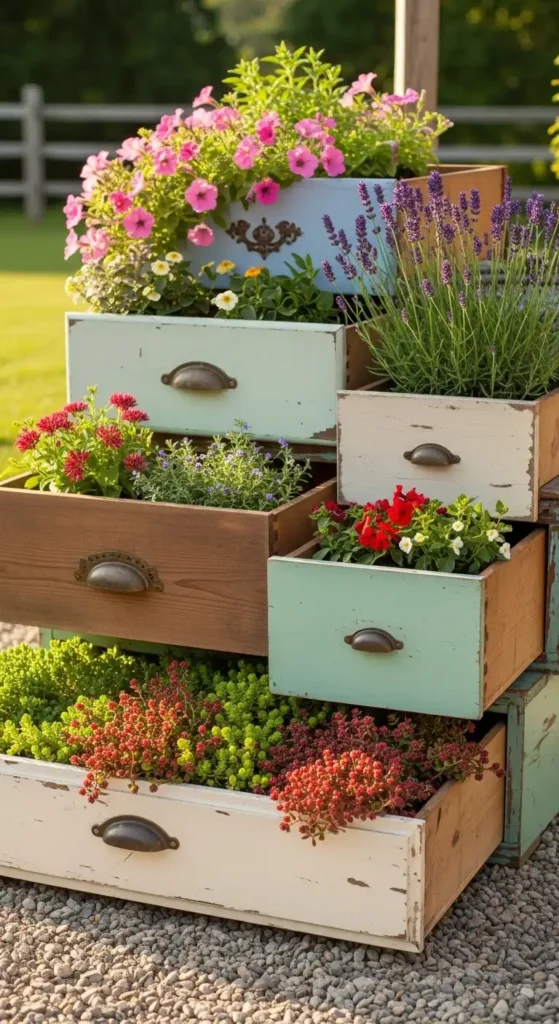 upcycled-drawer-planters