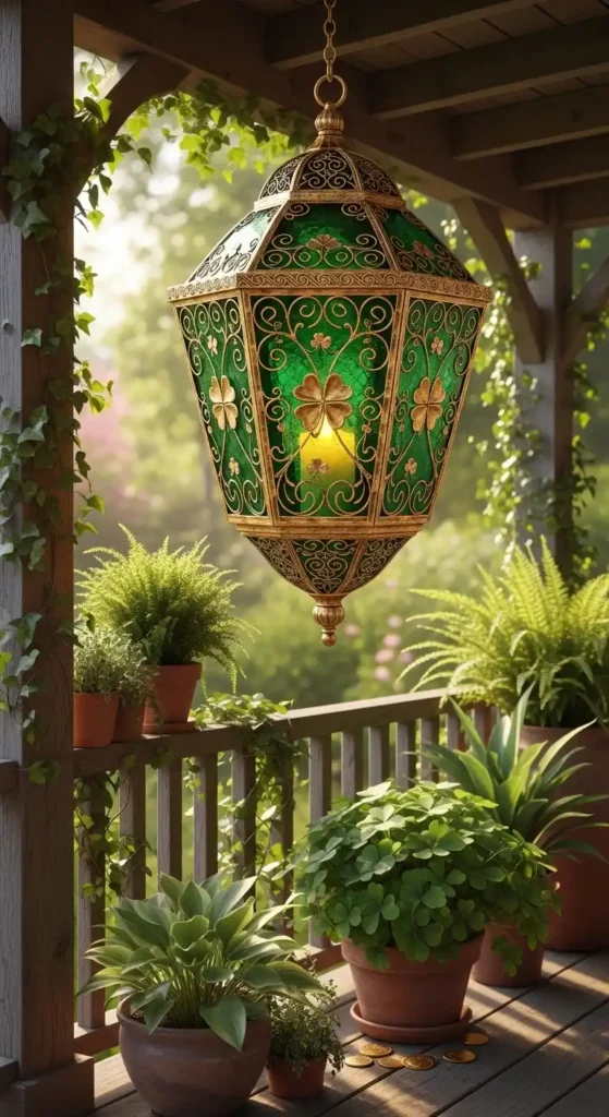 hanging-green-and-gold-lanterns